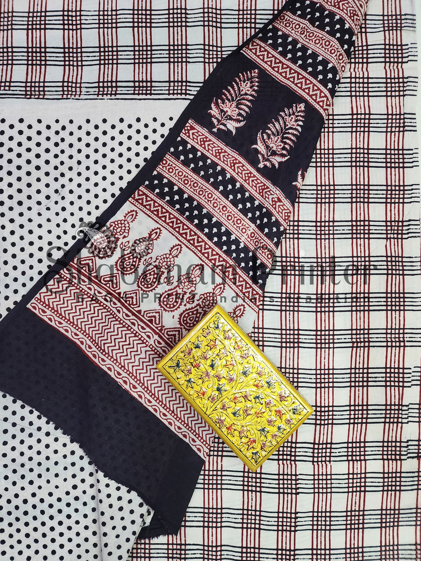 Bagh Print 3 Pcs Suit set- Unstitched Dress Material  Shabanam Printer
