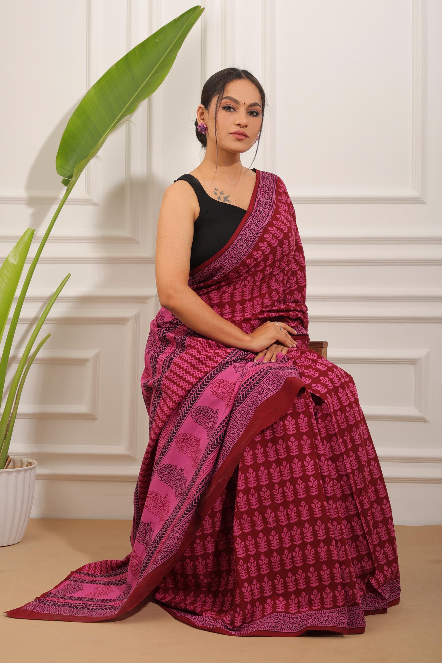Bagh Print Pure Cotton Saree