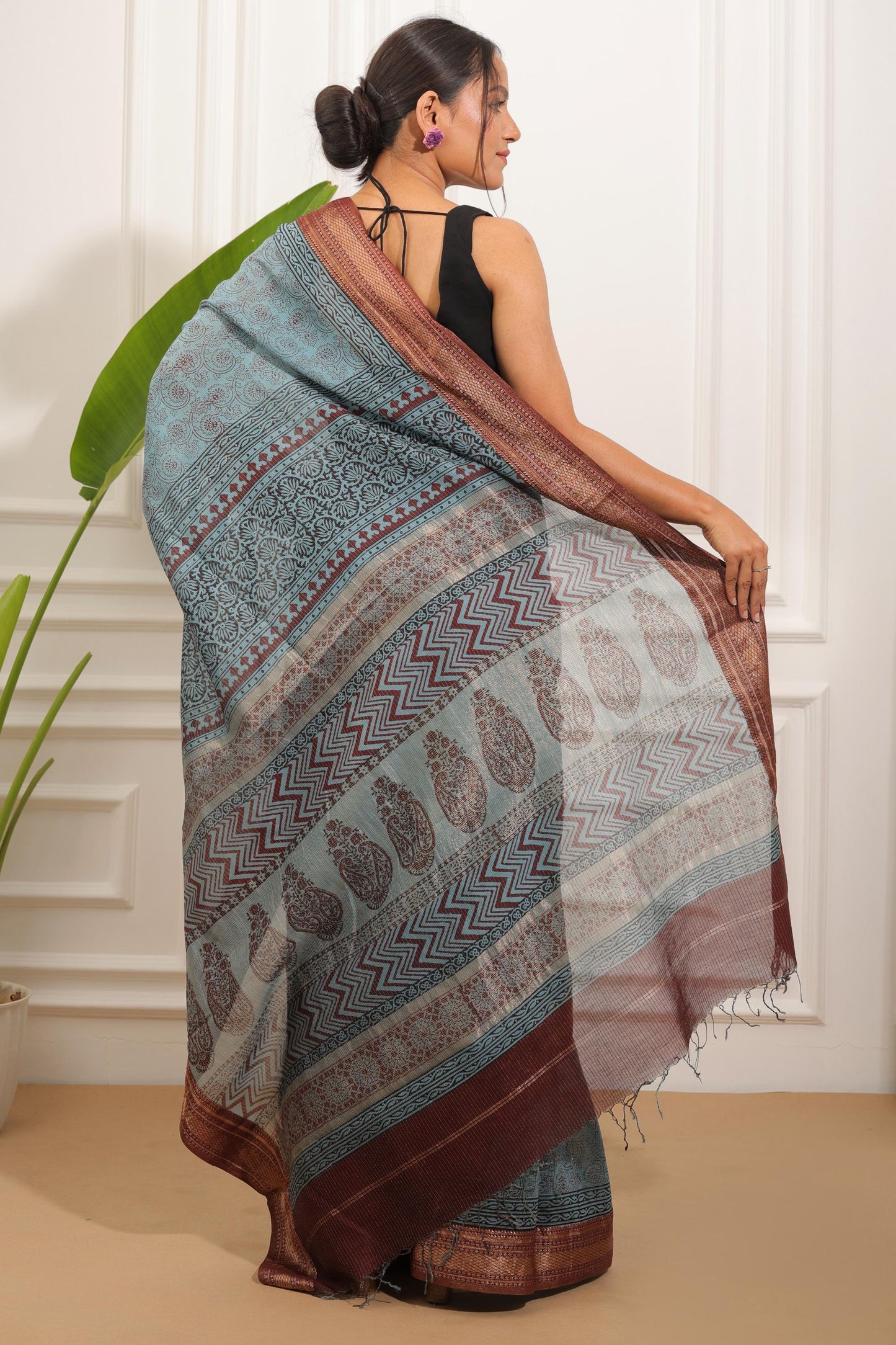 Bagh Print Maheshwari Silk Saree