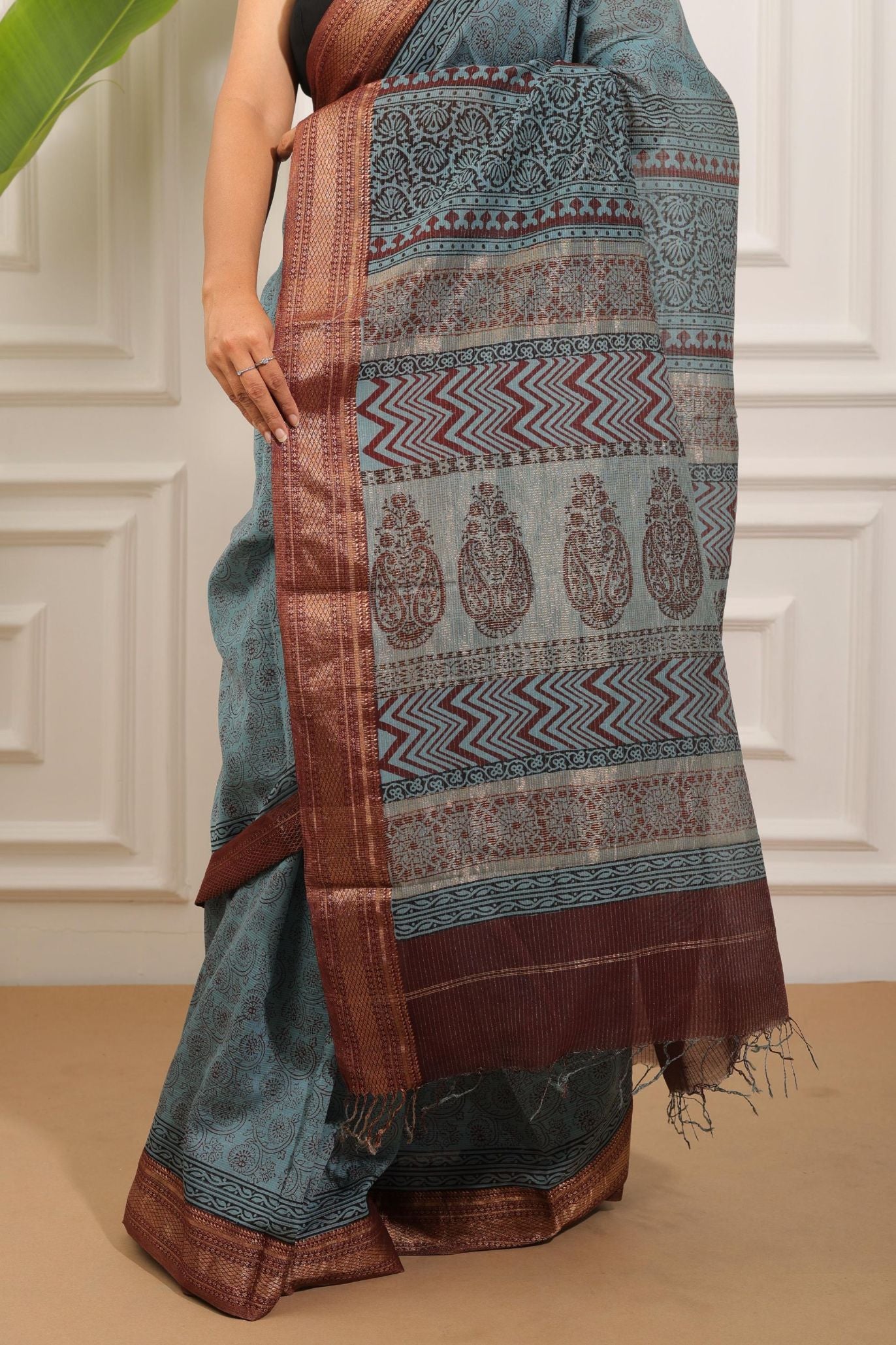 Bagh Print Maheshwari Silk Saree