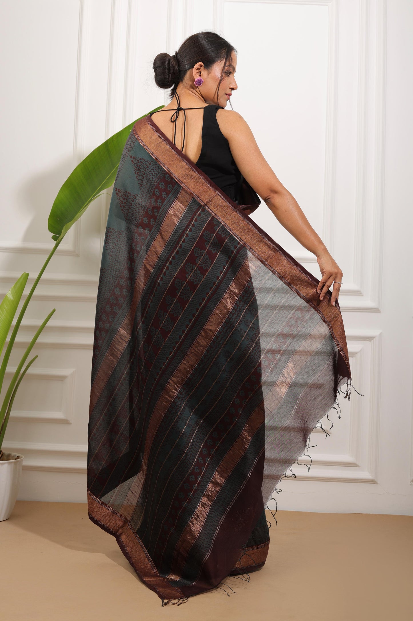 Bagh Print Maheshwari Silk Saree