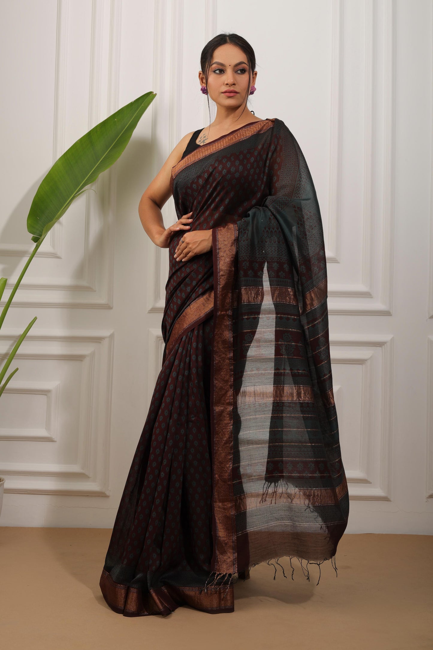 Bagh Print Maheshwari Silk Saree