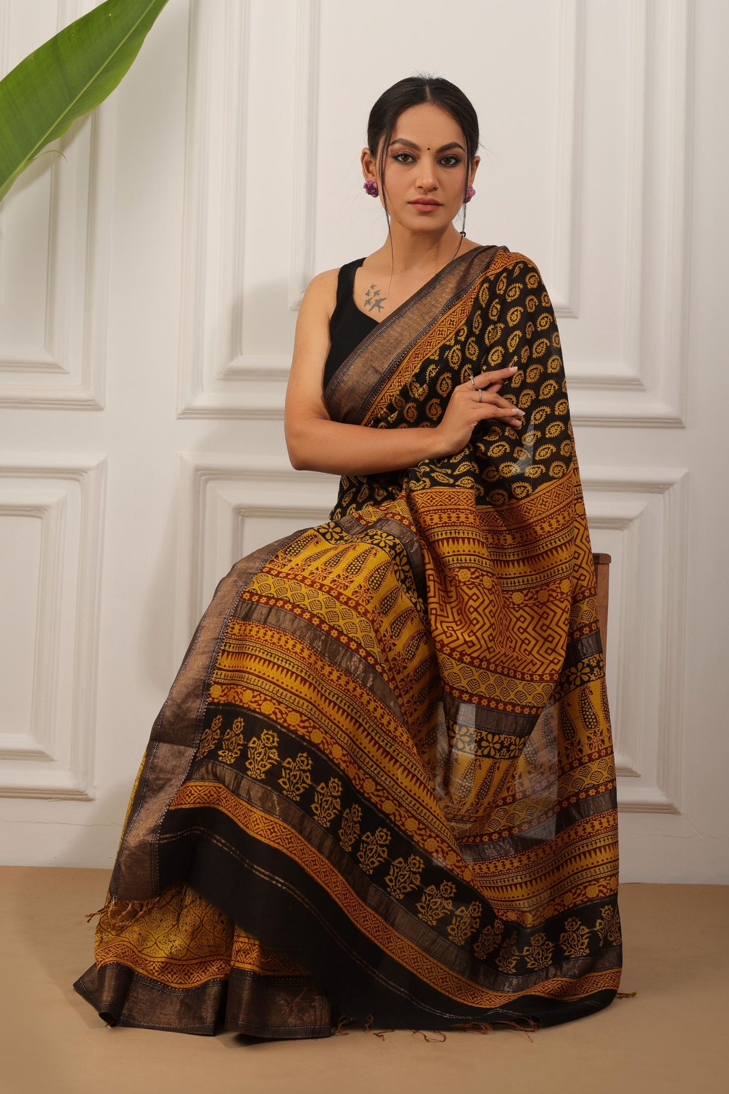 Bagh Print Maheshwari Silk Saree