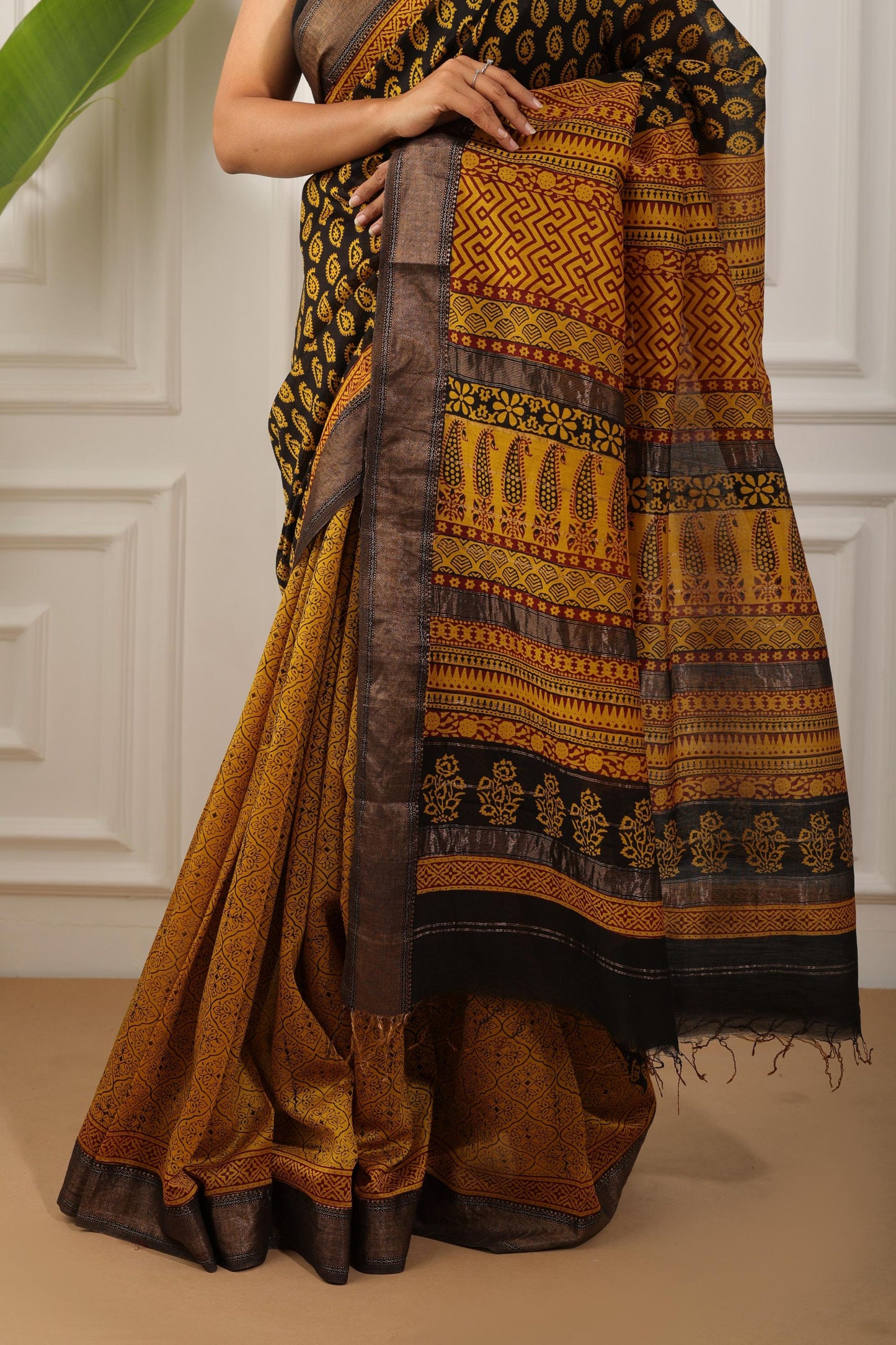 Bagh Print Maheshwari Silk Saree