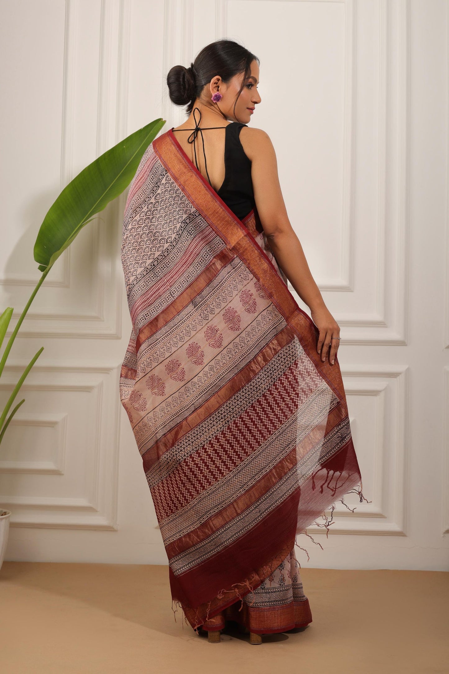 Bagh Print Maheshwari Silk Saree