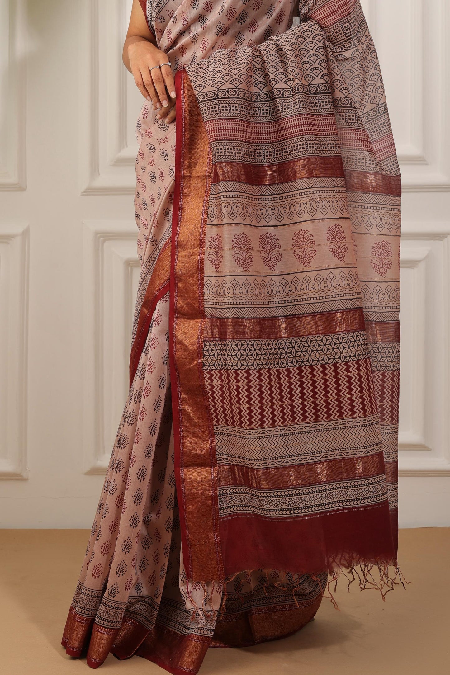Bagh Print Maheshwari Silk Saree