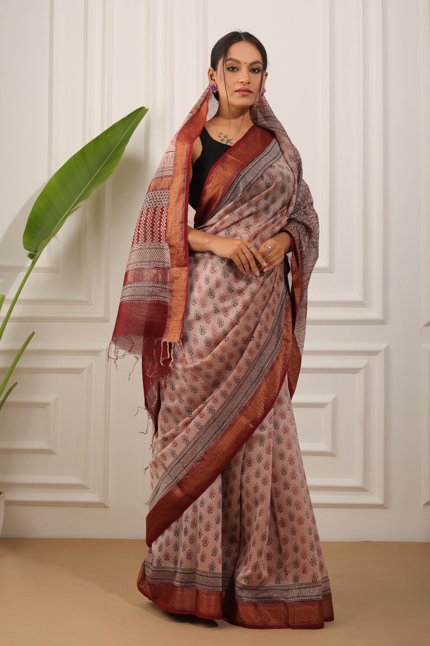 Bagh Print Maheshwari Silk Saree