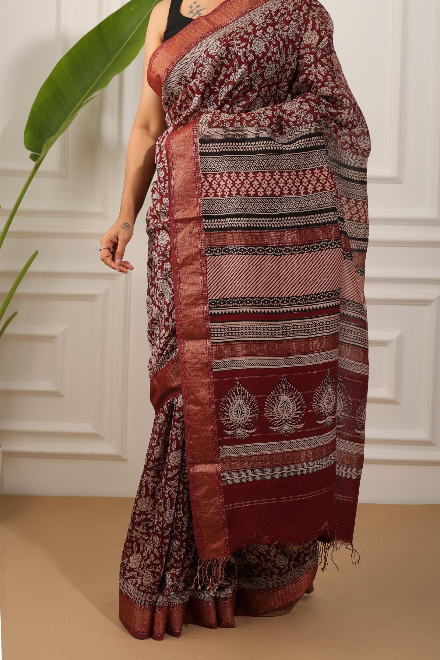 Bagh Print Maheshwari Silk Saree