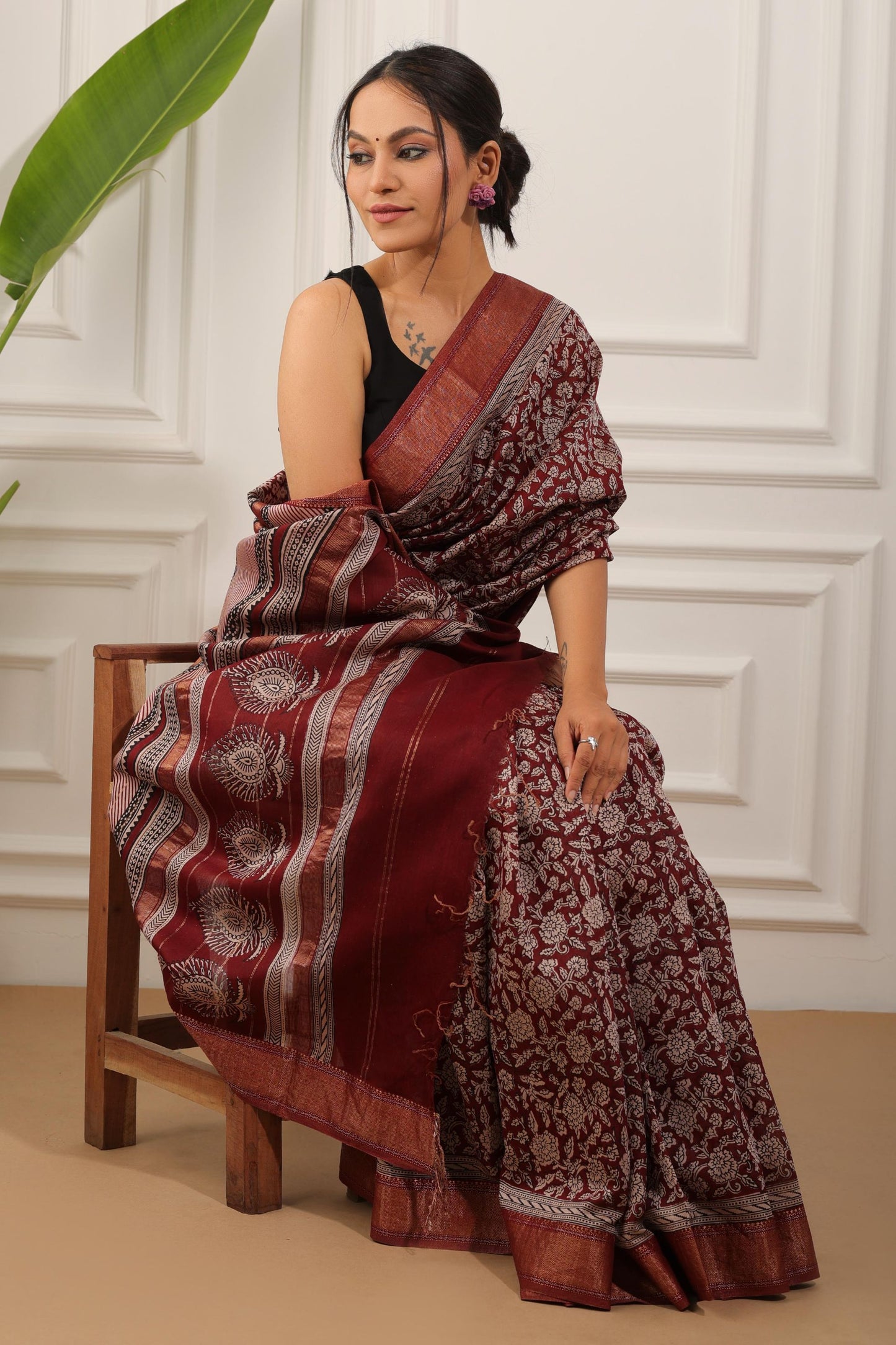 Bagh Print Maheshwari Silk Saree