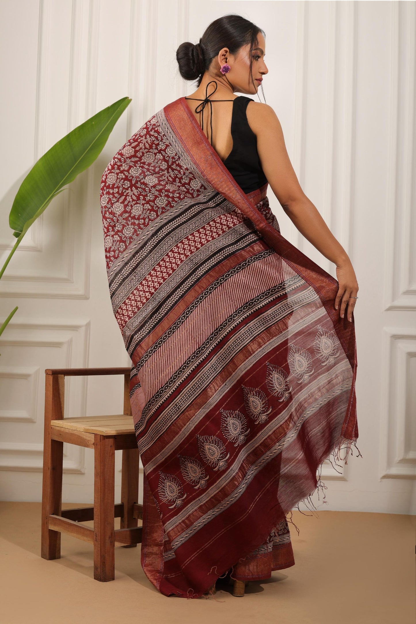 Bagh Print Maheshwari Silk Saree