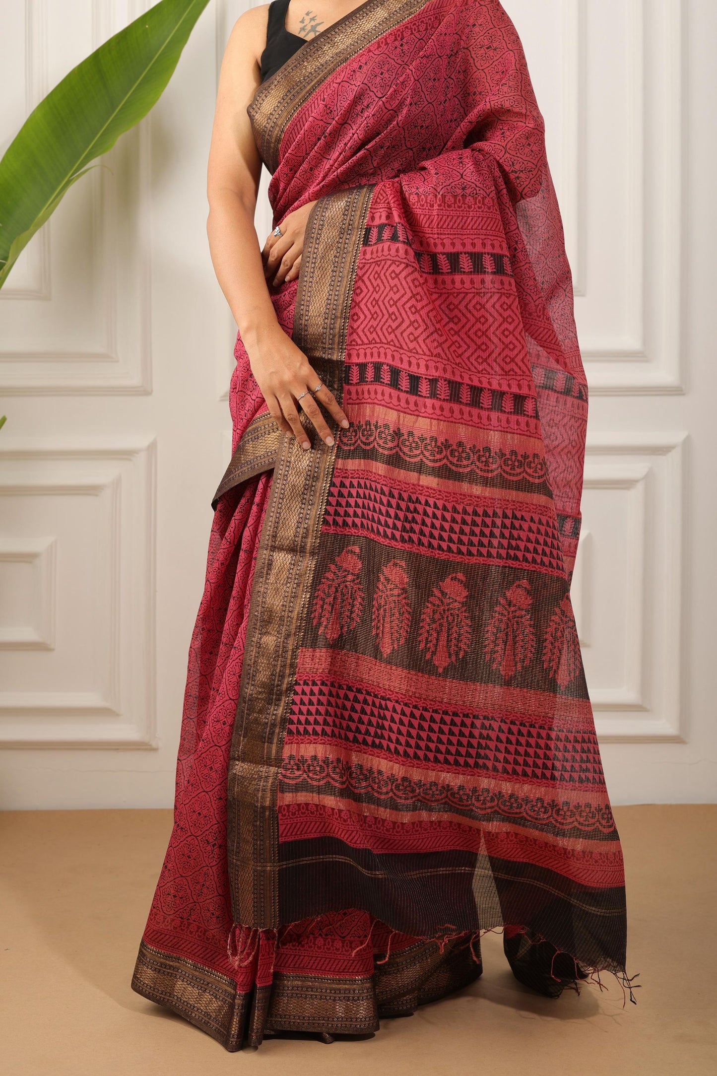 Bagh Print Maheshwari Silk Saree