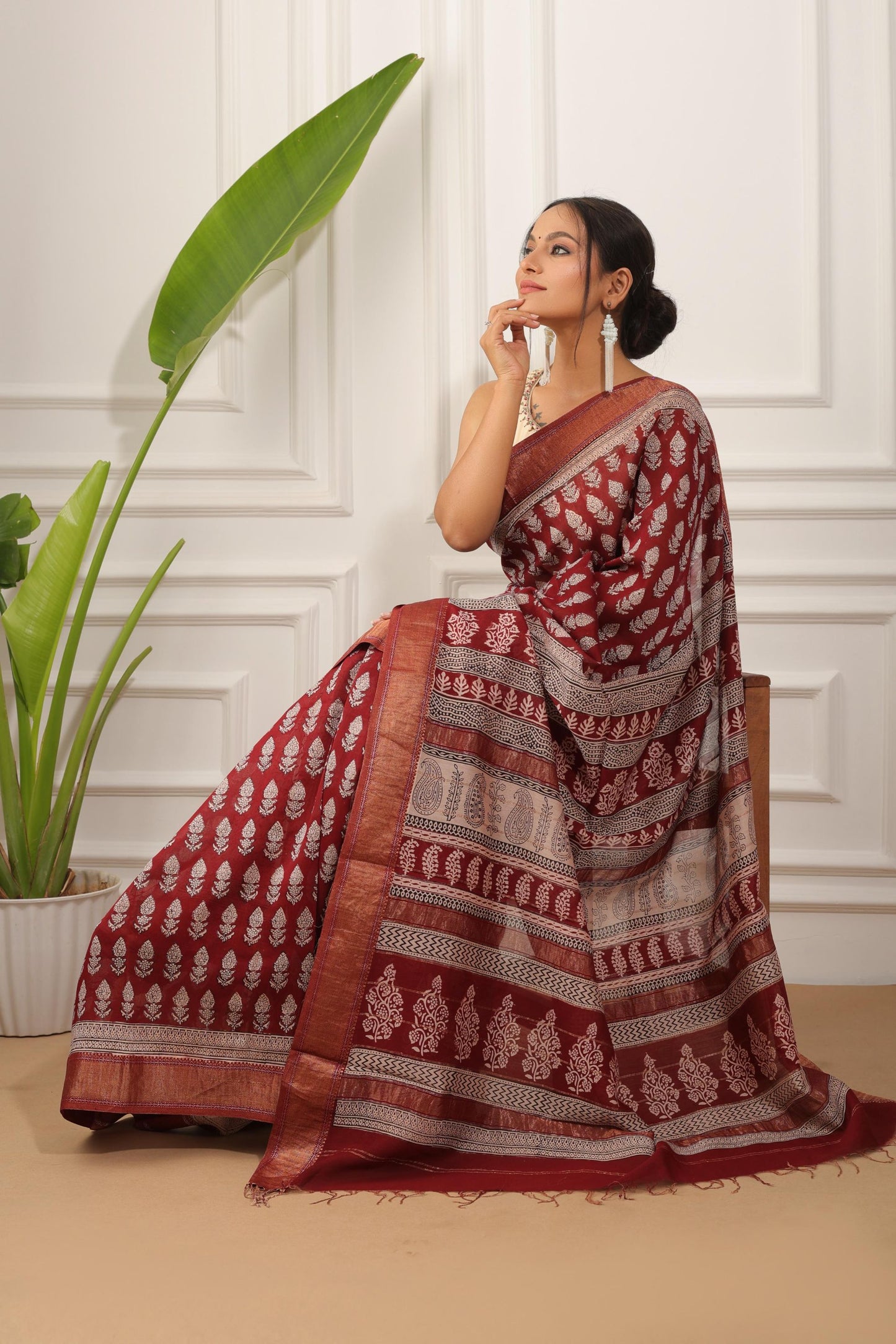 Bagh Print Maheshwari Silk Saree