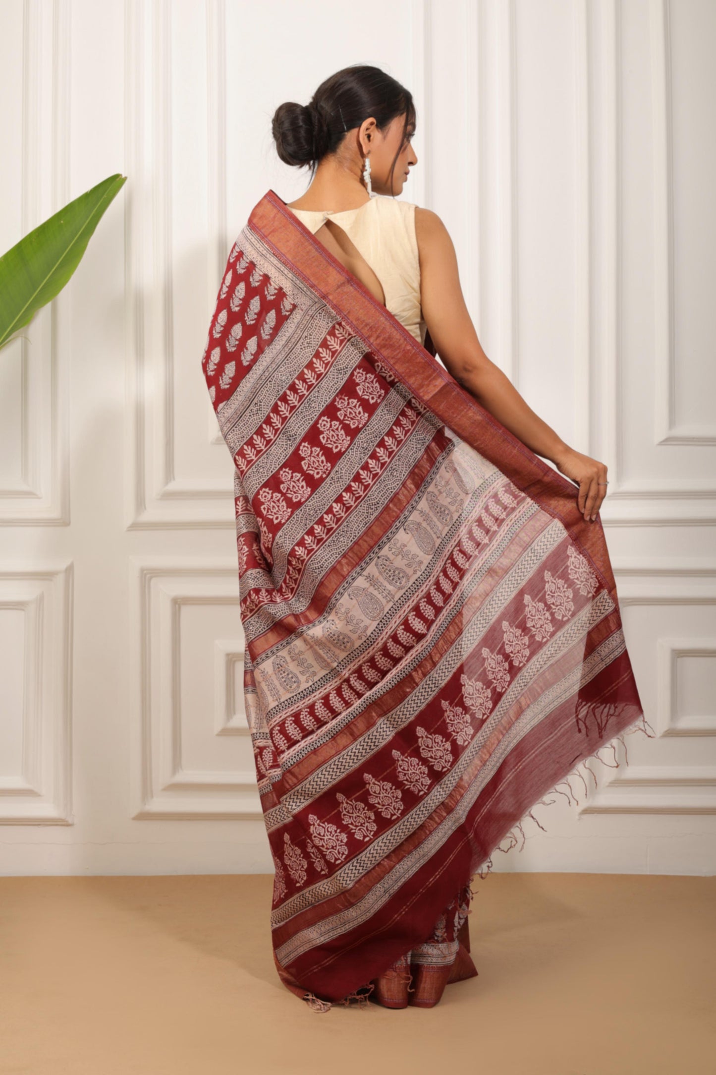 Bagh Print Maheshwari Silk Saree