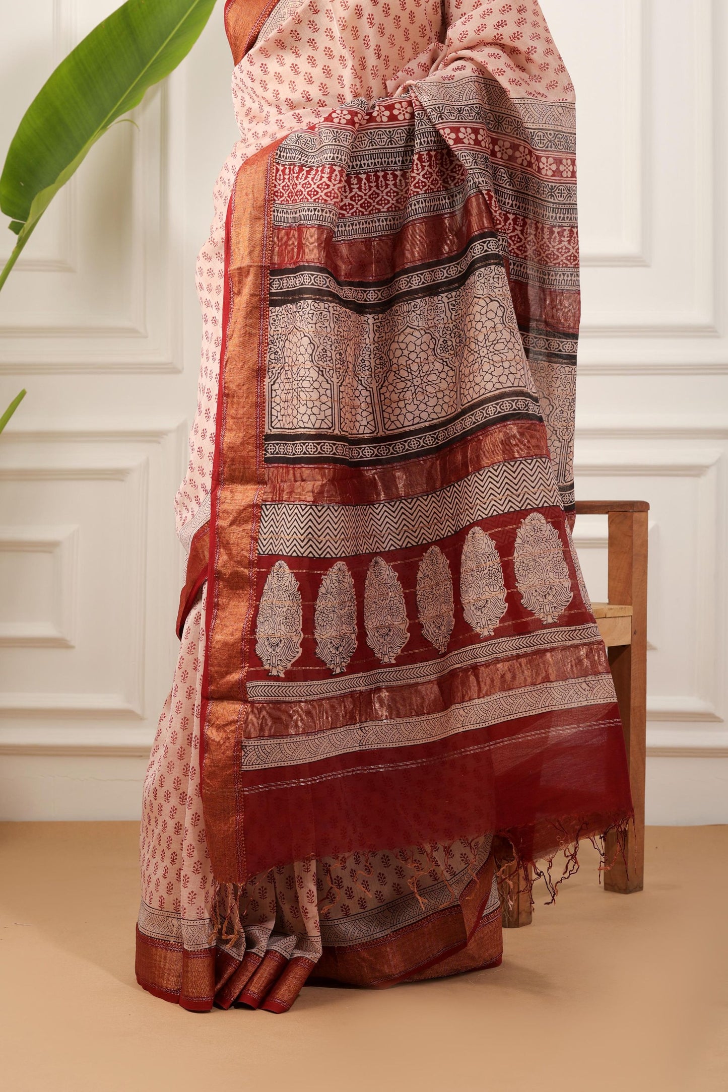 Bagh Print Maheshwari Silk Saree
