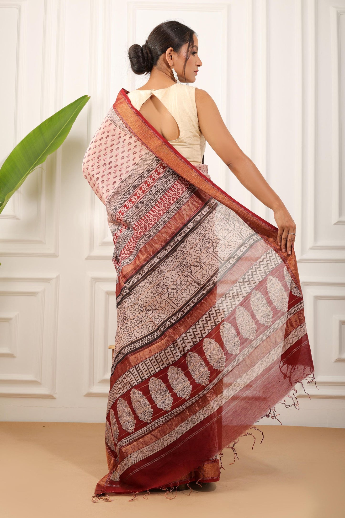 Bagh Print Maheshwari Silk Saree