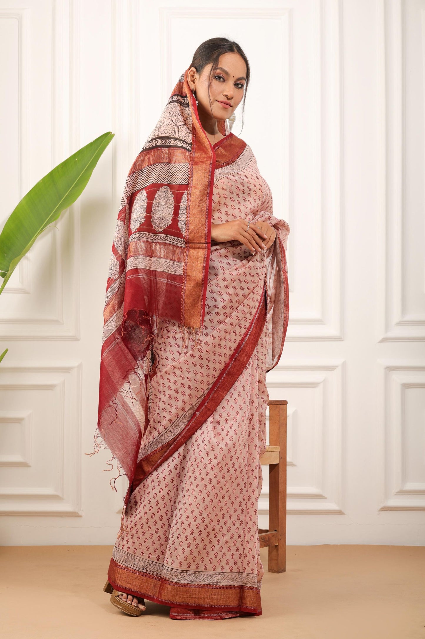 Bagh Print Maheshwari Silk Saree