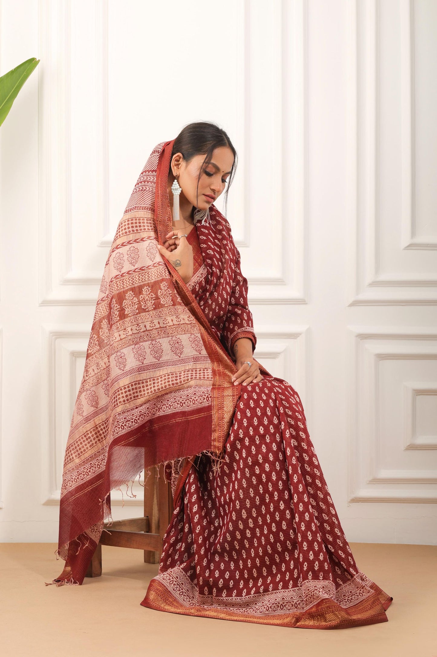 Bagh Print Maheshwari Silk Saree