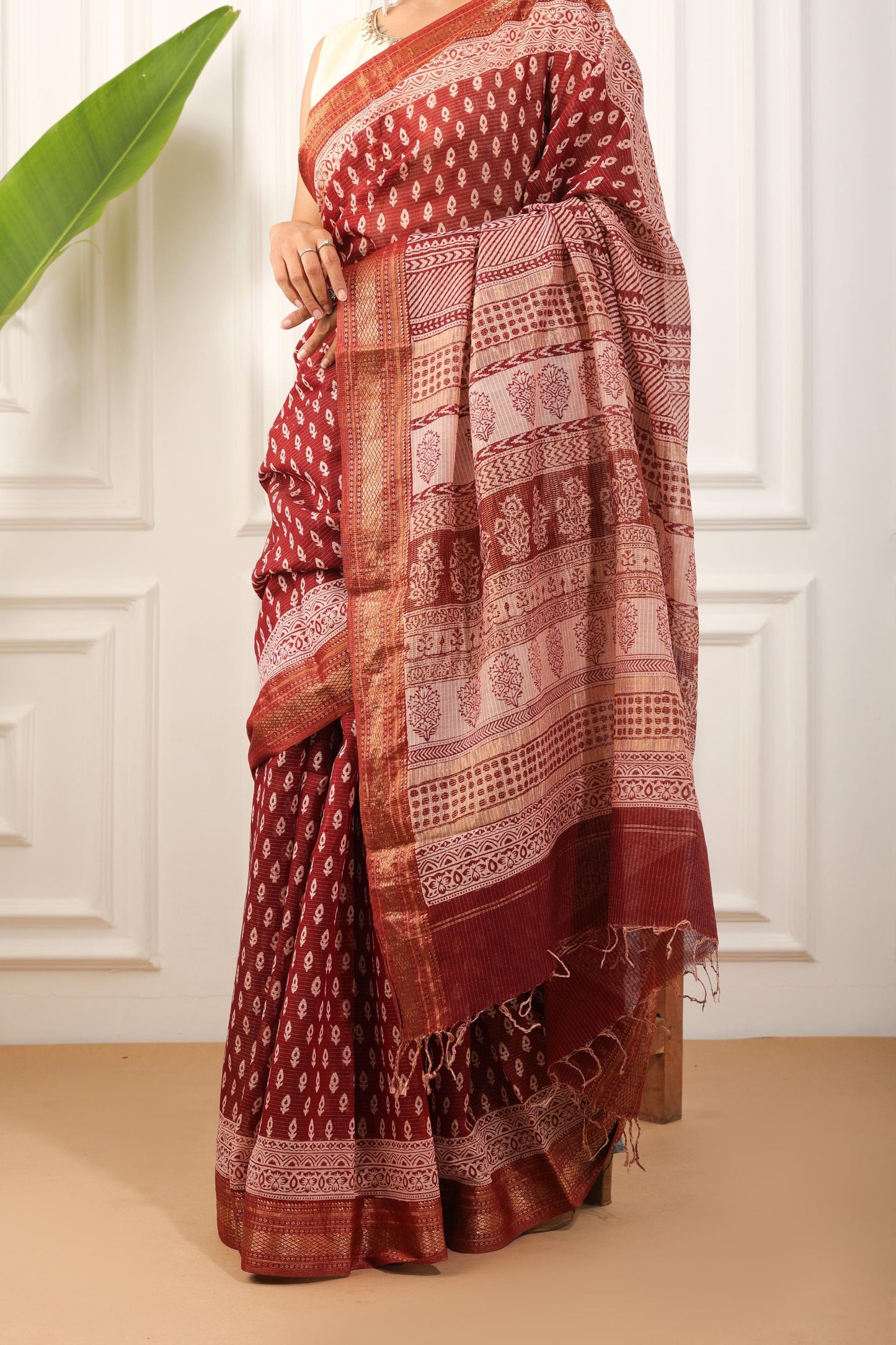 Bagh Print Maheshwari Silk Saree