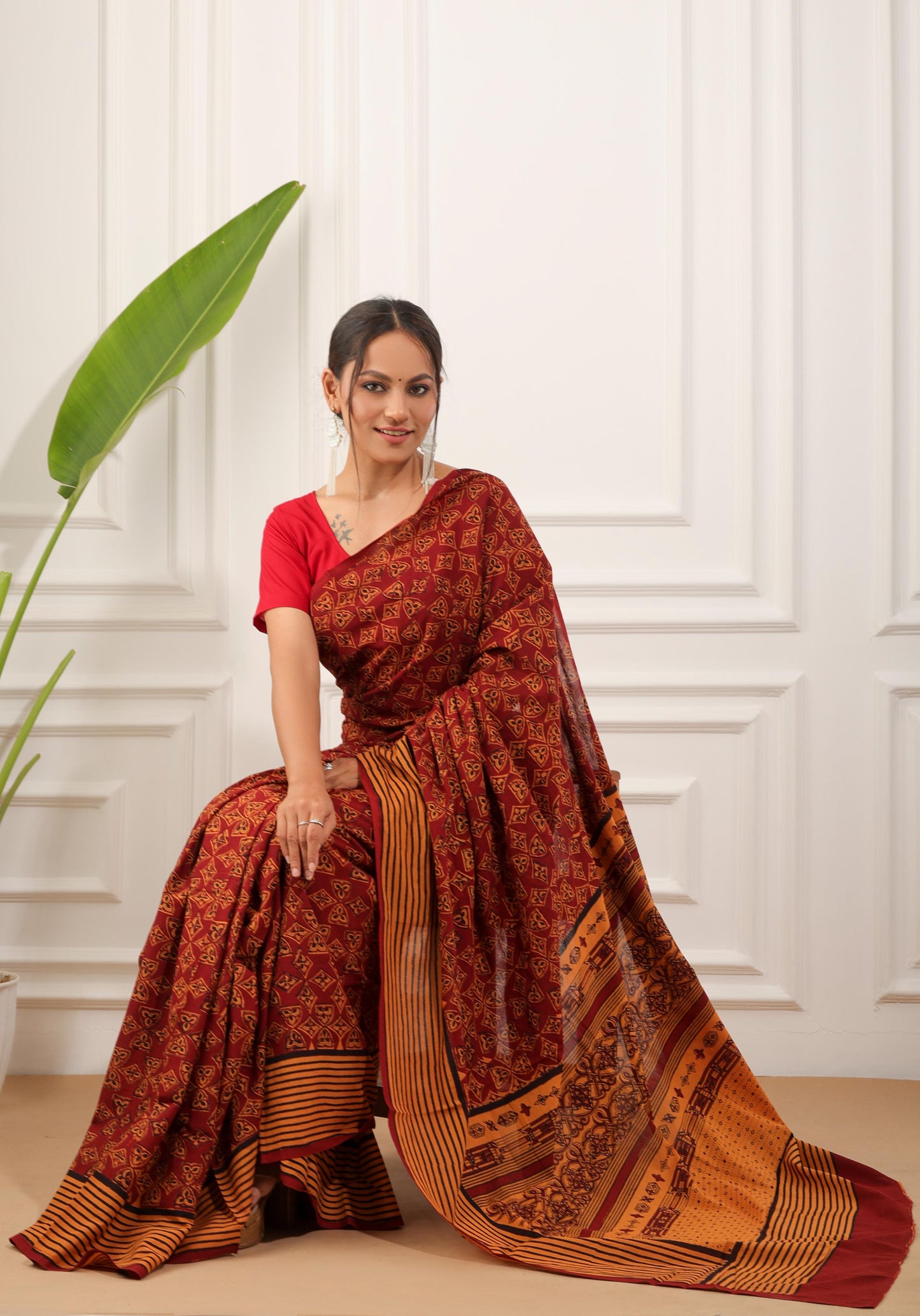 Bagh Print Pure Cotton Saree