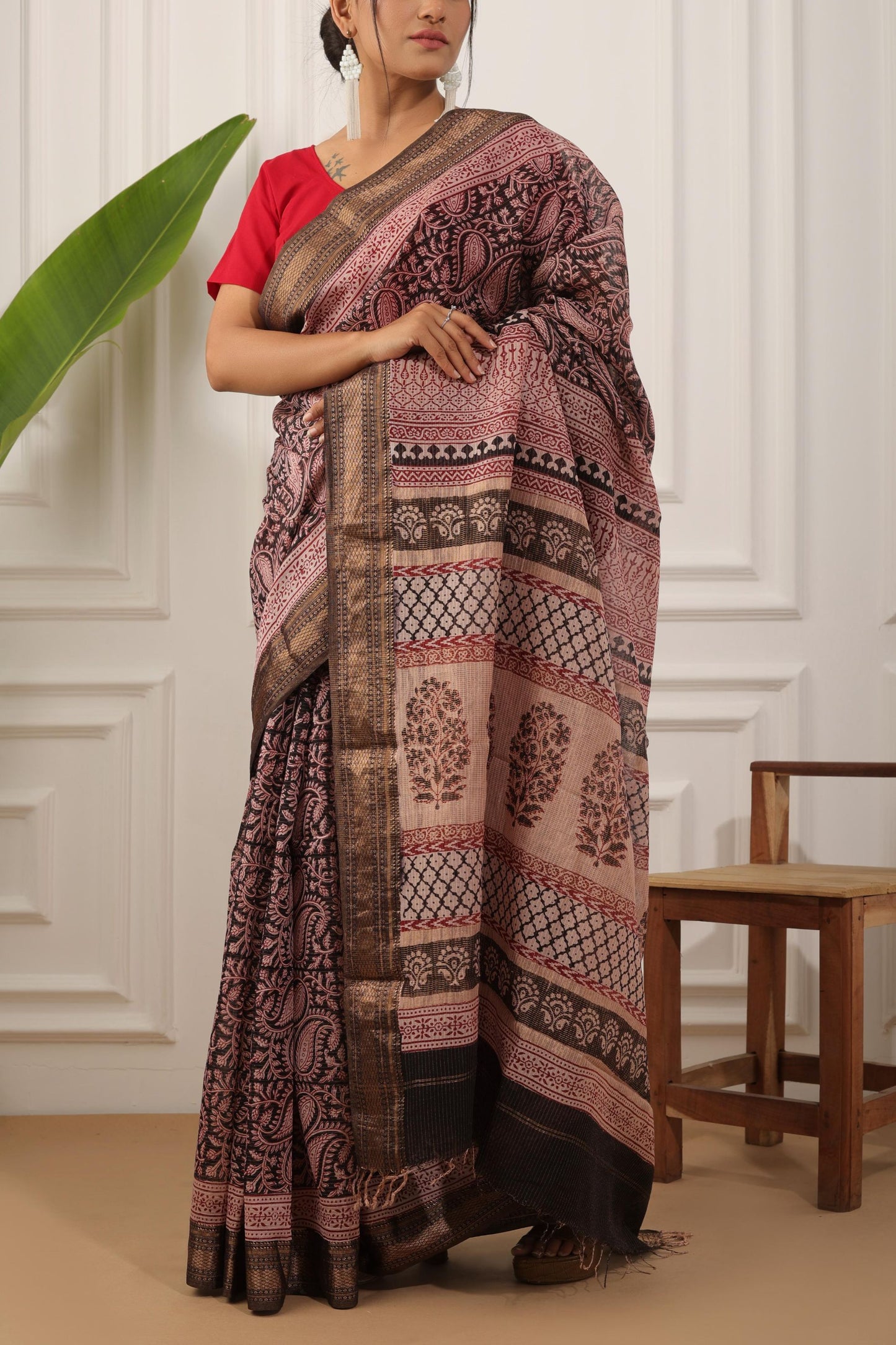 Bagh Print Maheshwari Silk Saree