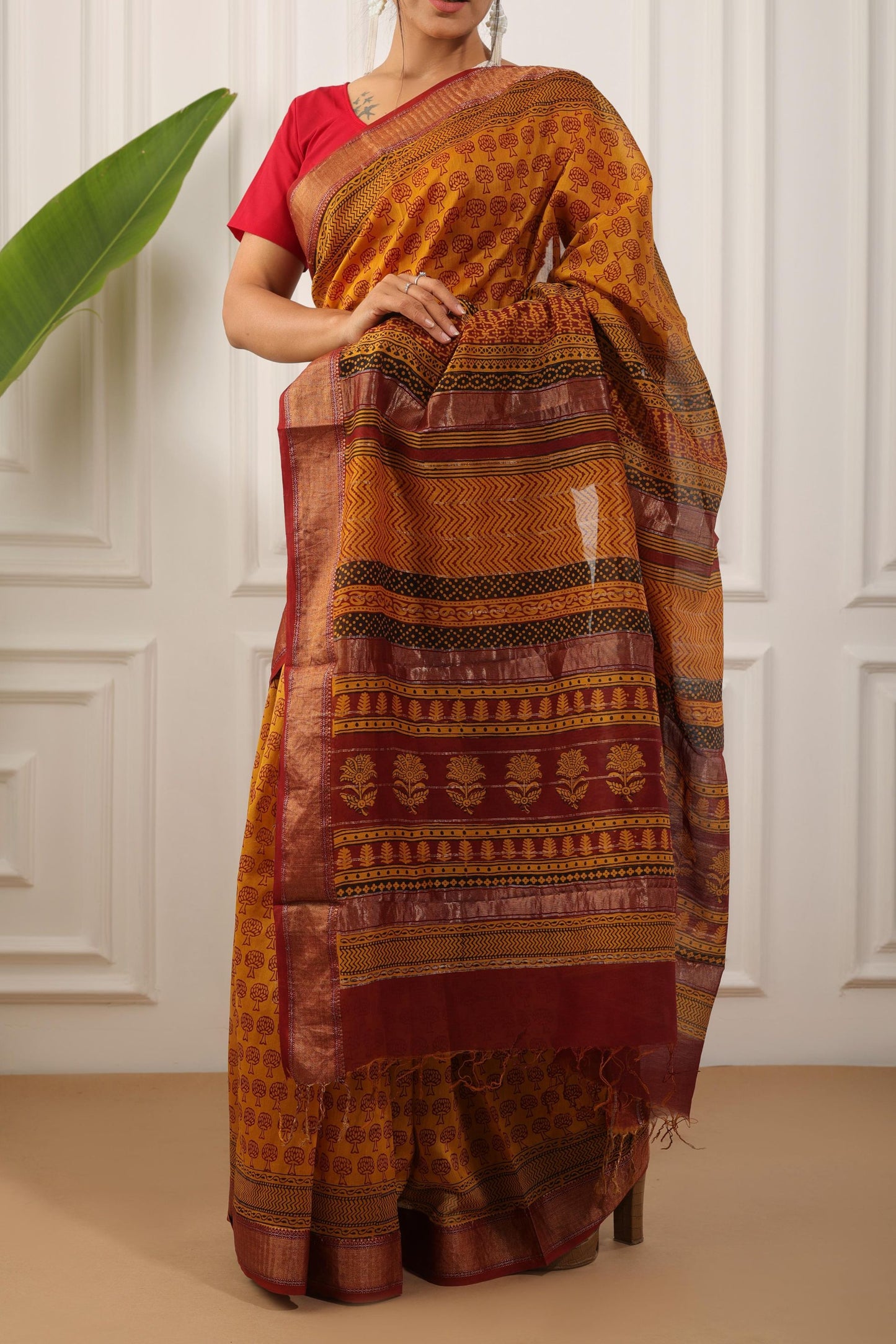 Bagh Print Maheshwari Silk Saree