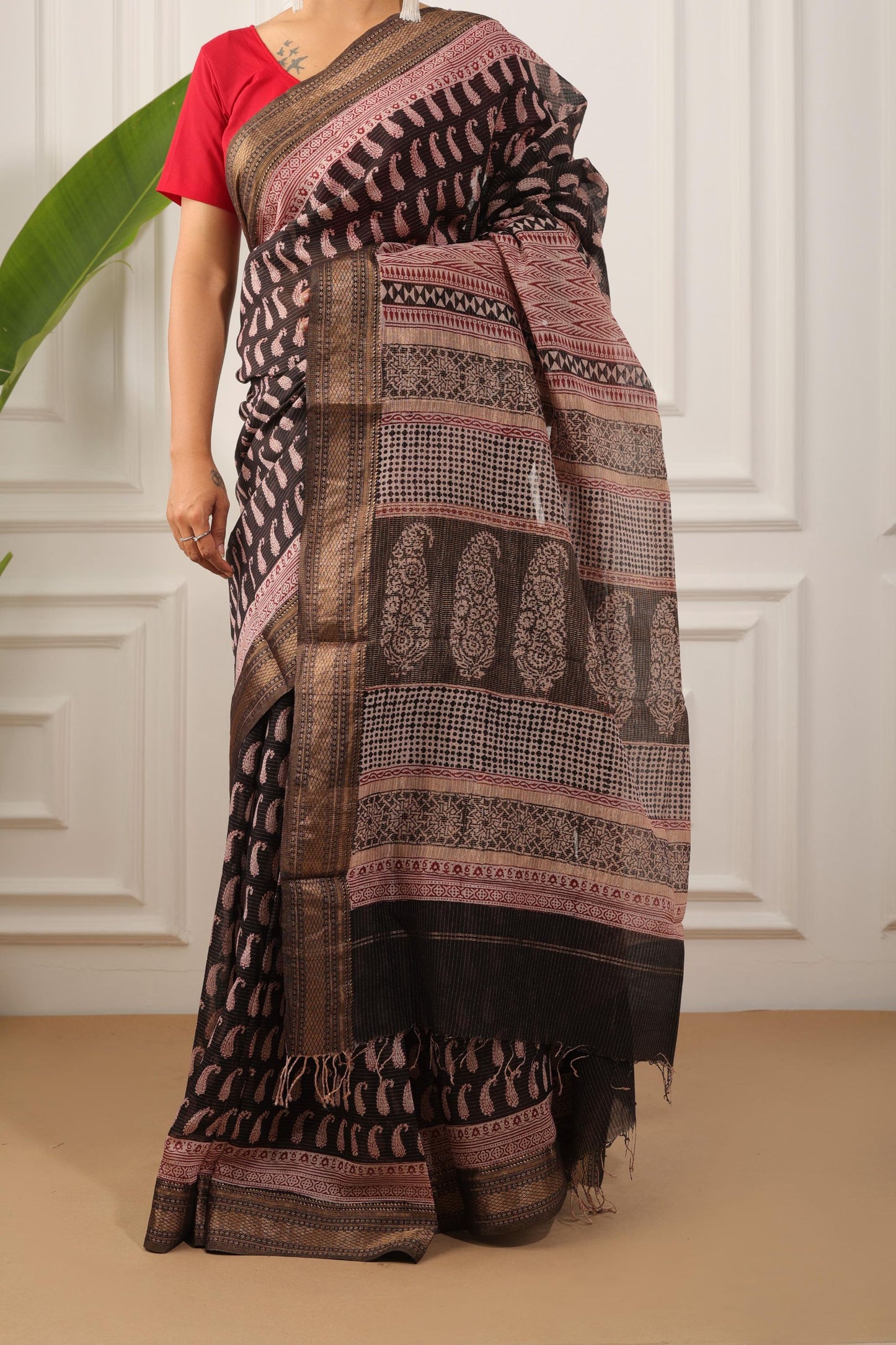 Bagh Print Maheshwari Silk Saree