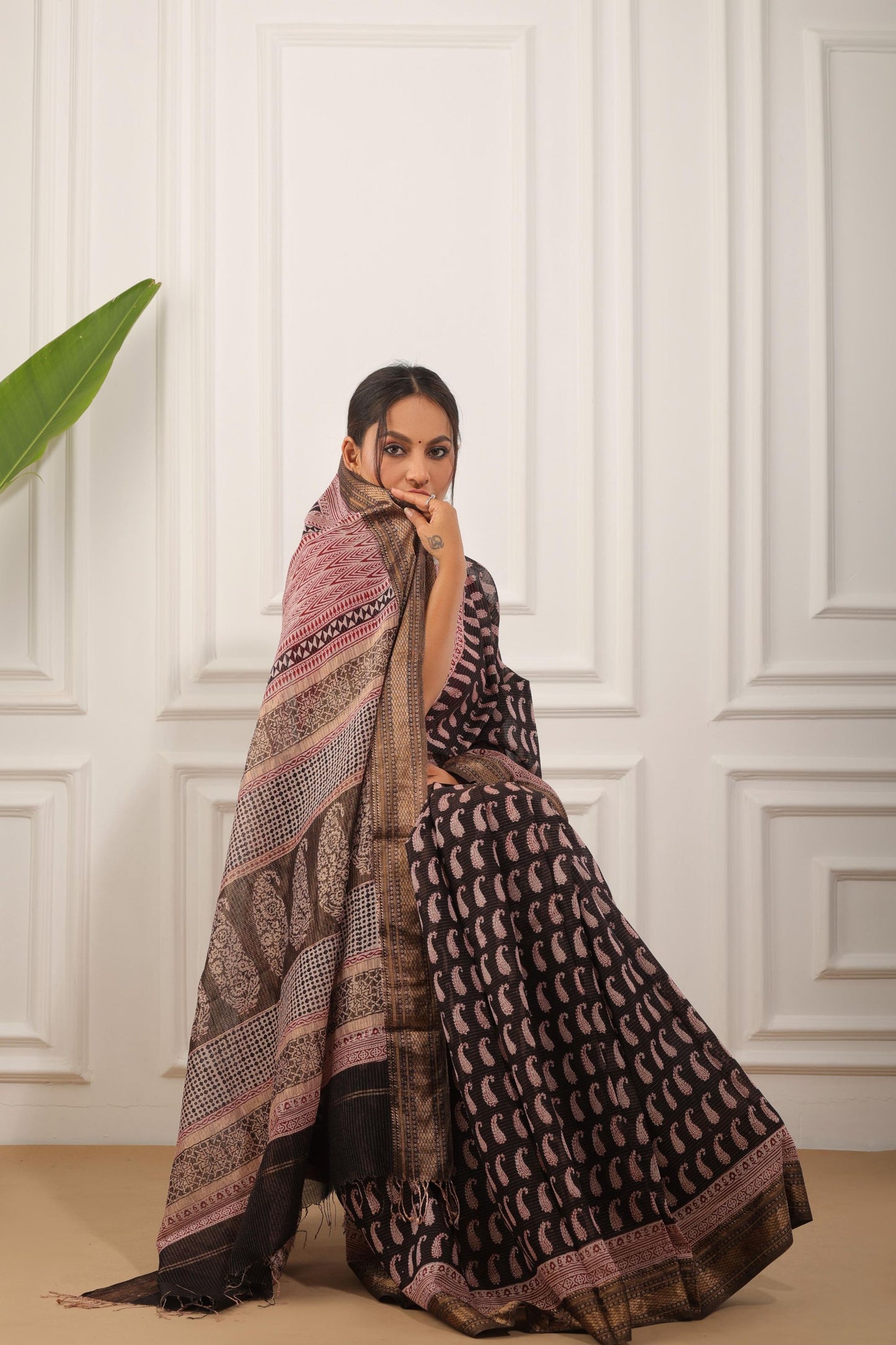 Bagh Print Maheshwari Silk Saree