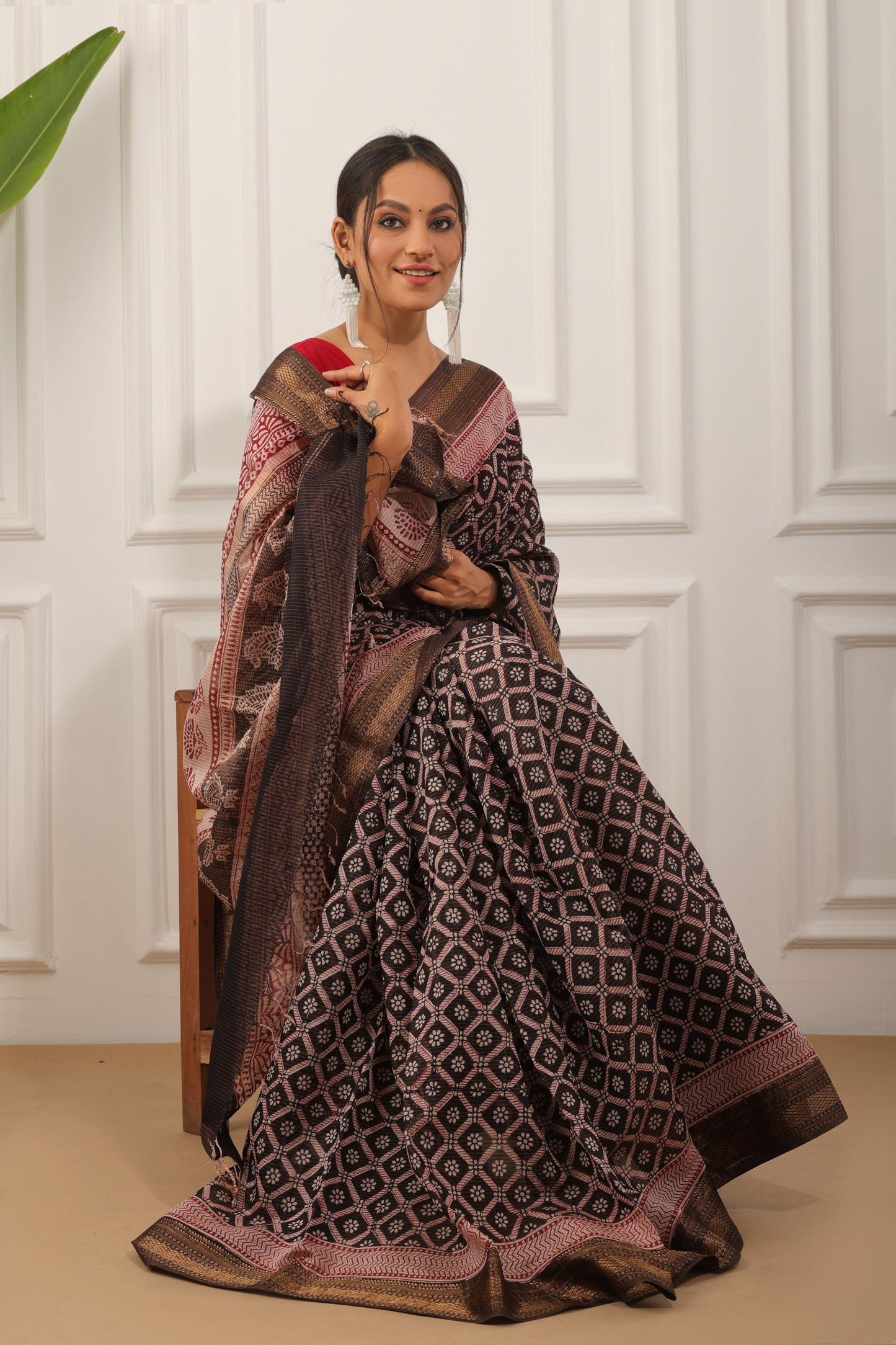 Bagh Print Maheshwari Silk Saree