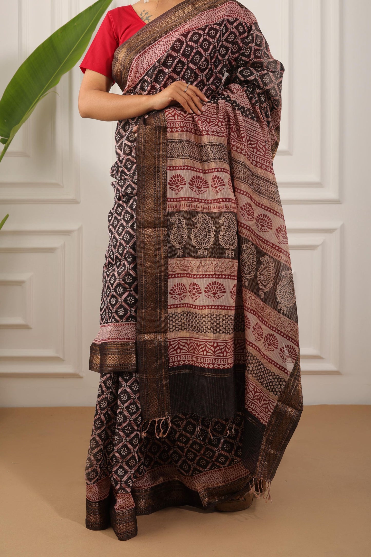 Bagh Print Maheshwari Silk Saree