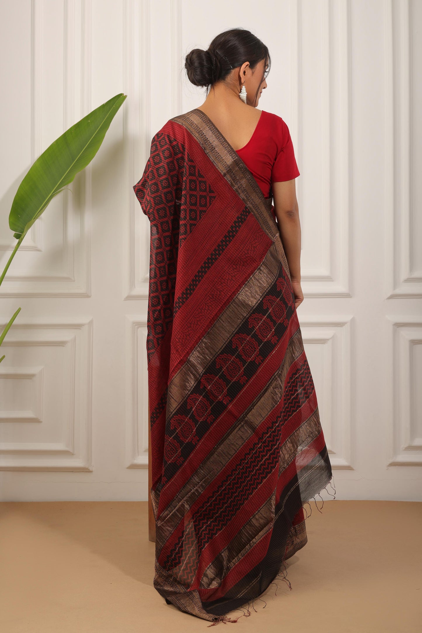 Bagh Print Maheshwari Silk Saree