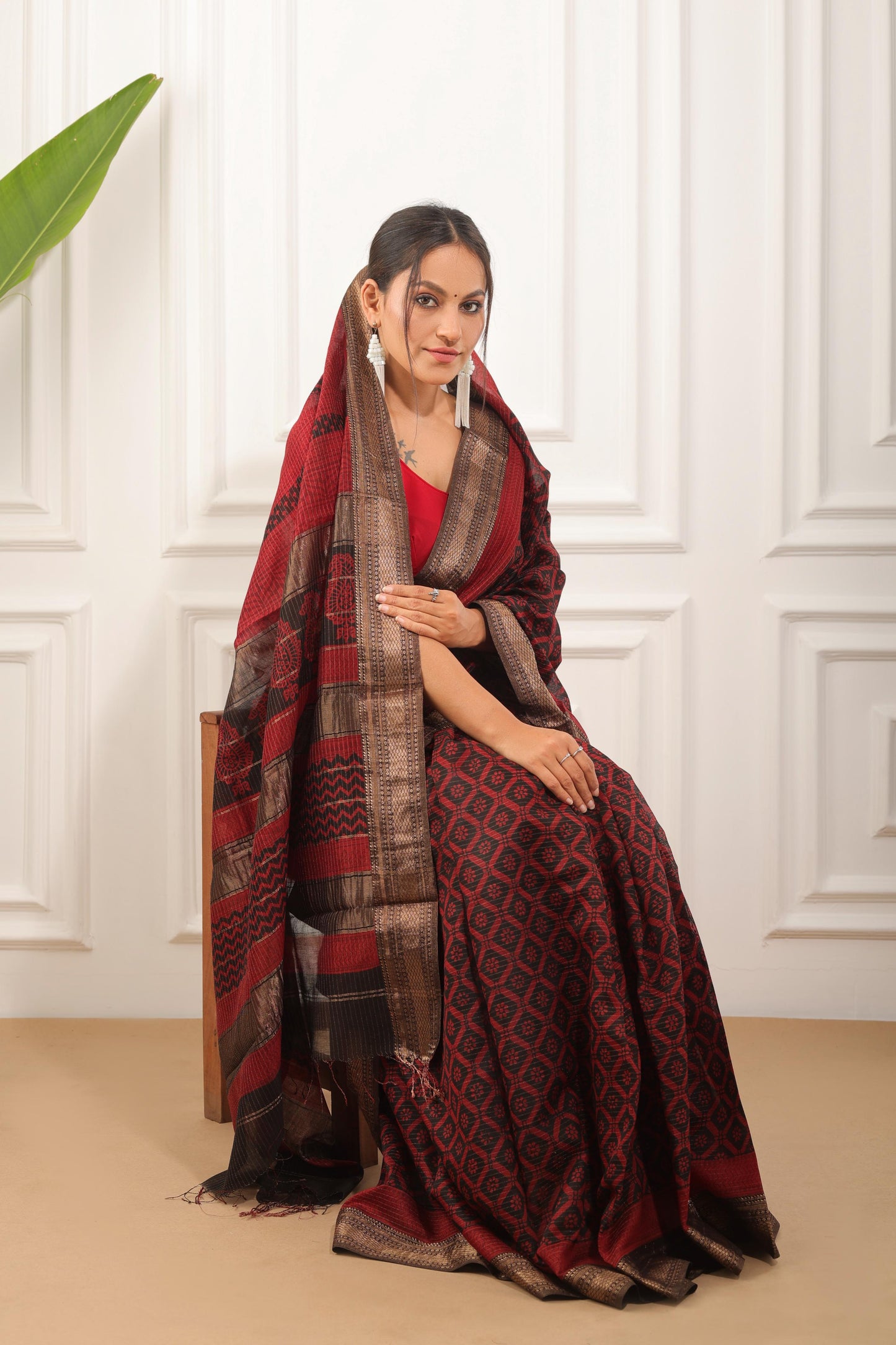 Bagh Print Maheshwari Silk Saree