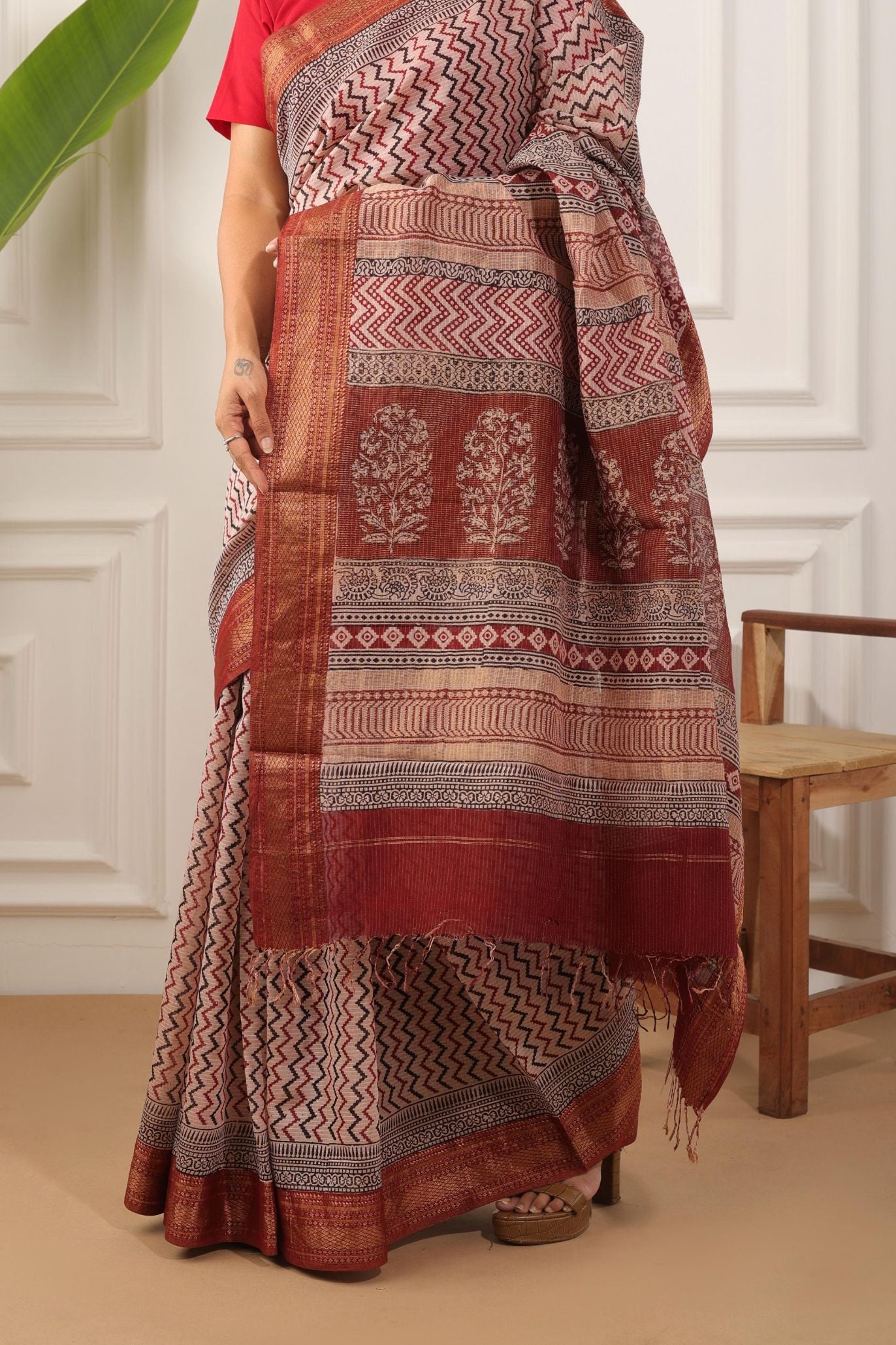 Bagh Print Maheshwari Silk Saree