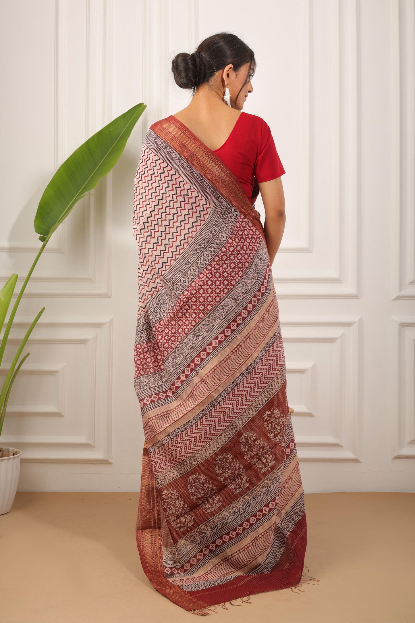 Bagh Print Maheshwari Silk Saree
