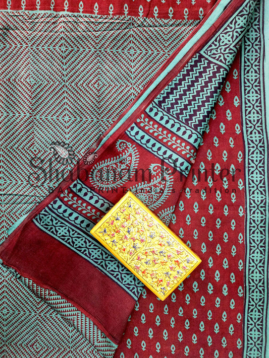 Bagh Print 3 Pcs Suit set- Unstitched Dress Material