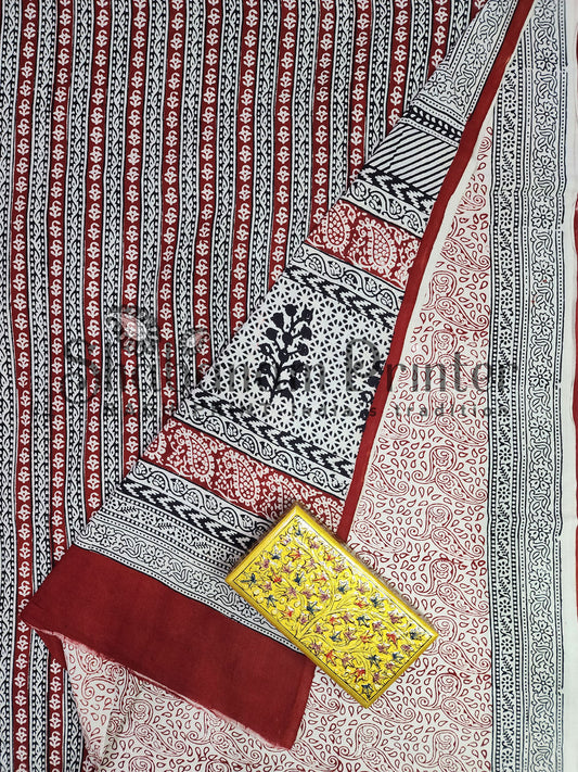 Bagh Print 3 Pcs Suit set- Unstitched Dress Material