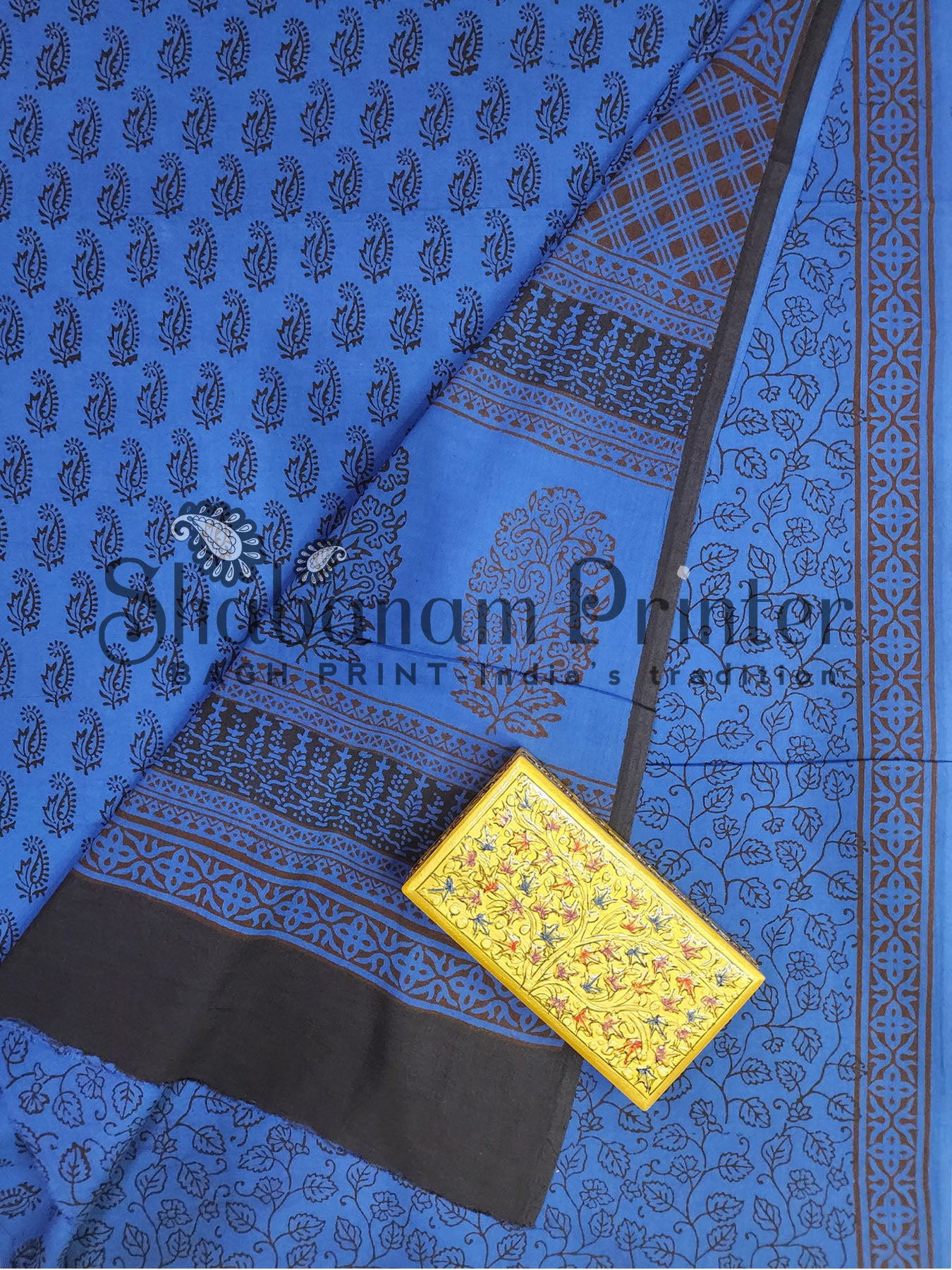 Bagh Print 3 Pcs Suit set- Unstitched Dress Material