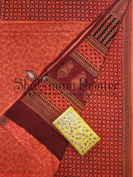 Bagh Print 3 Pcs Suit set- Unstitched Dress Material