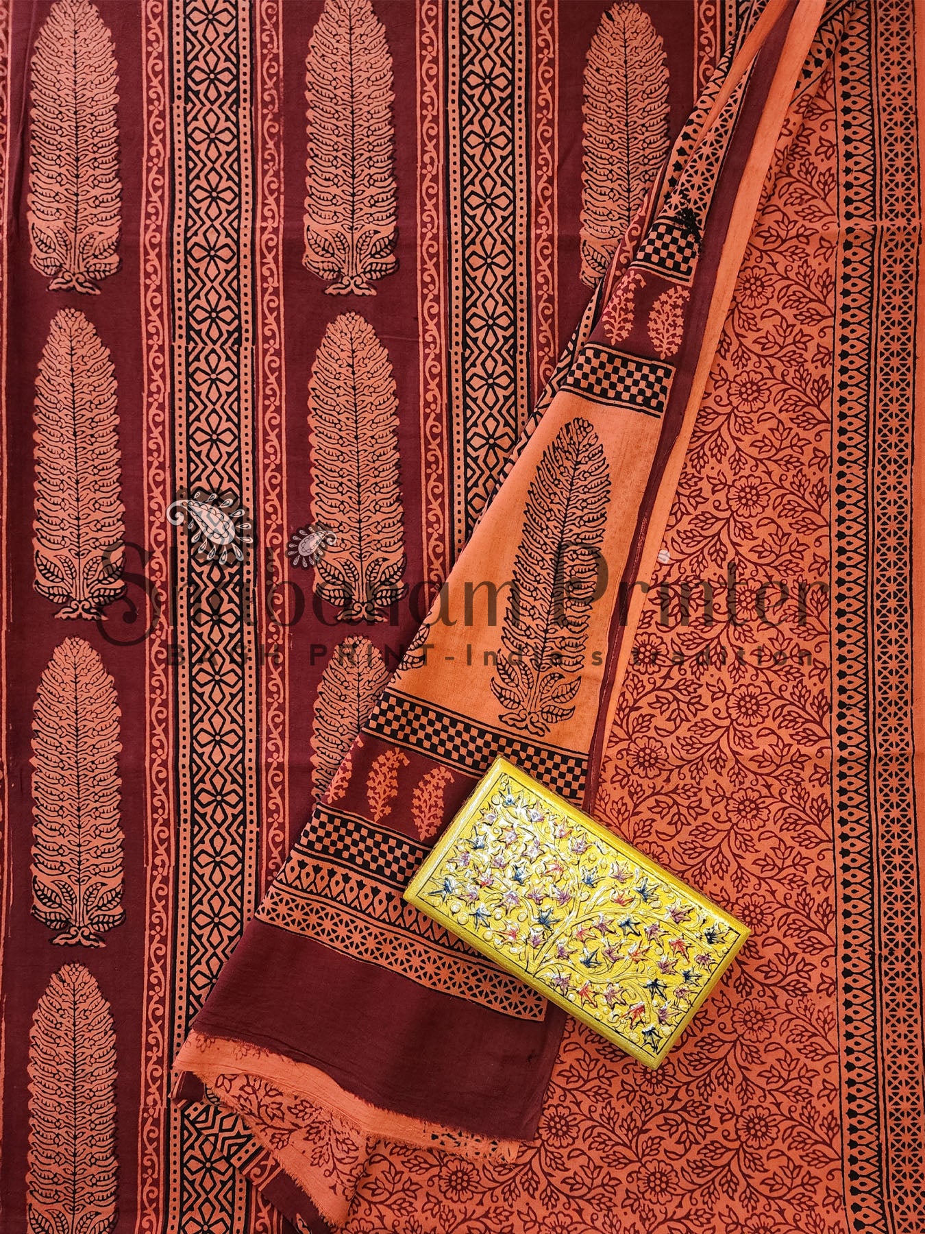 Bagh Print 3 Pcs Suit set- Unstitched Dress Material