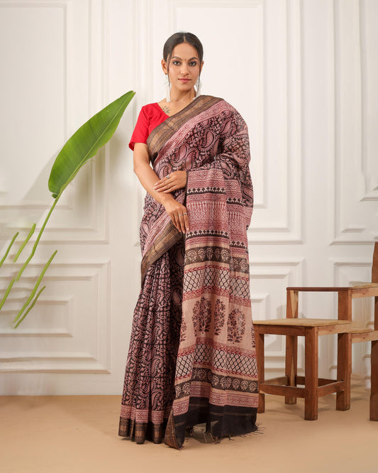 Bagh Print Maheshwari Silk Saree