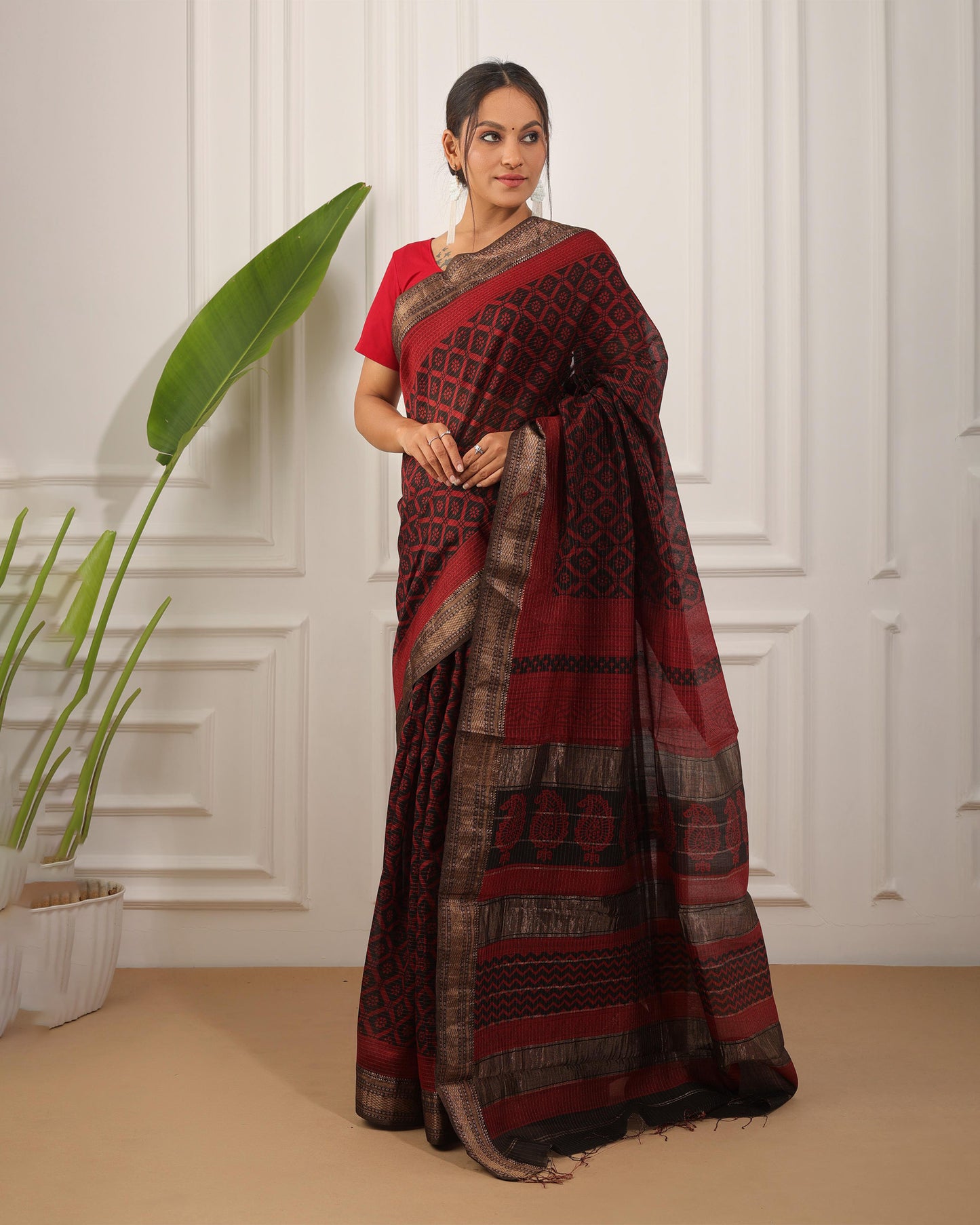 Bagh Print Maheshwari Silk Saree