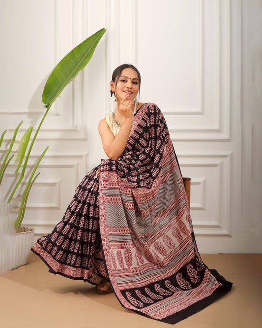 Bagh Print Pure Cotton Saree