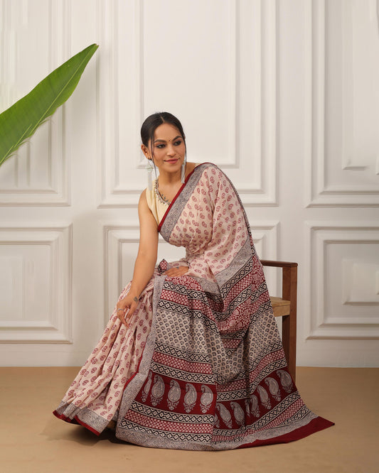 Bagh Print Pure Cotton Saree