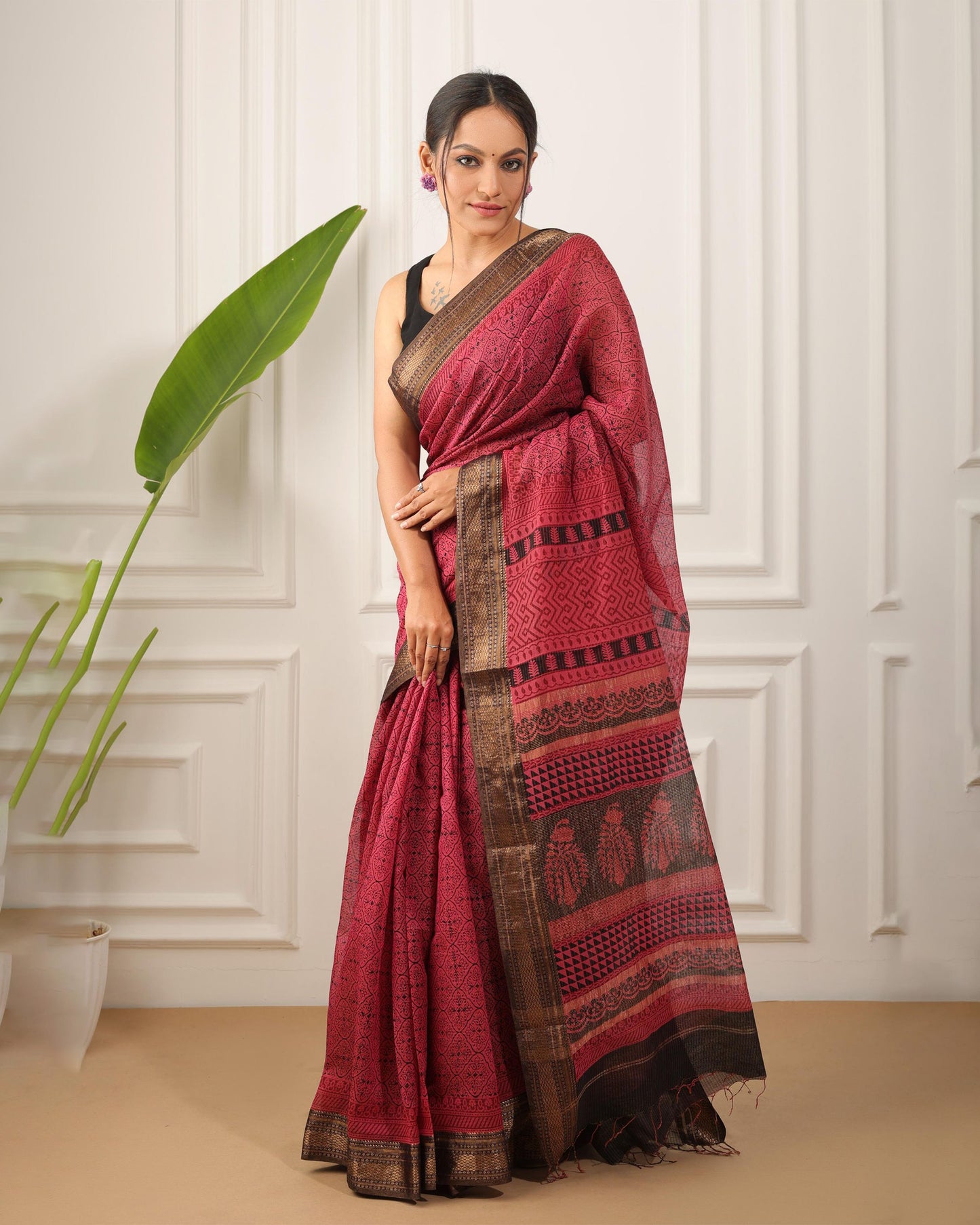 Bagh Print Maheshwari Silk Saree