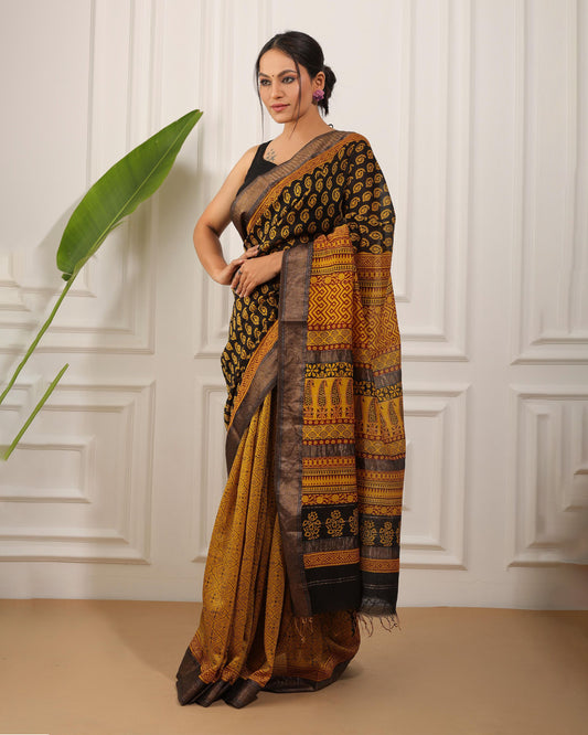 Bagh Print Maheshwari Silk Saree