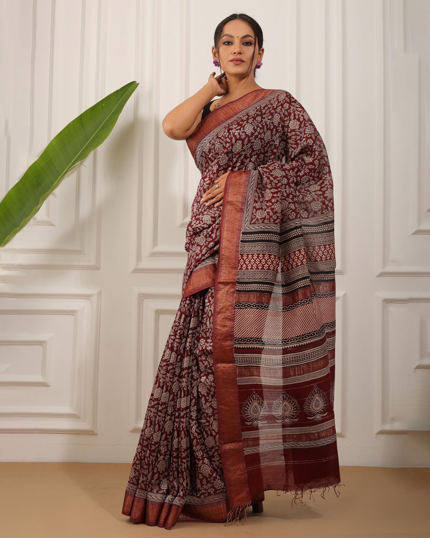 Bagh Print Maheshwari Silk Saree