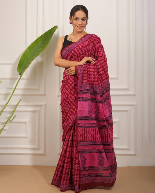 Bagh Print Pure Cotton Saree