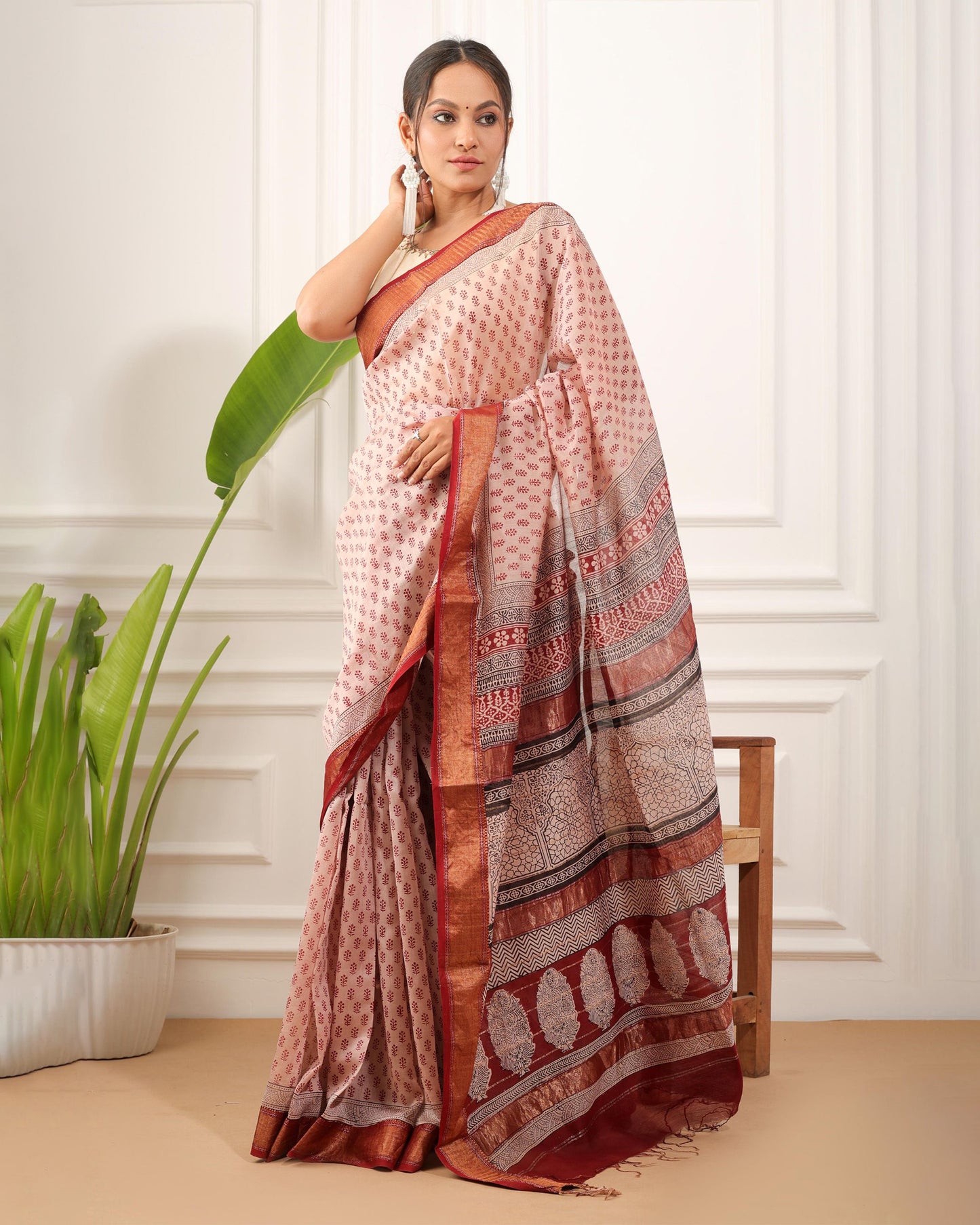 Bagh Print Maheshwari Silk Saree