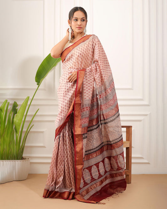 Bagh Print Maheshwari Silk Saree