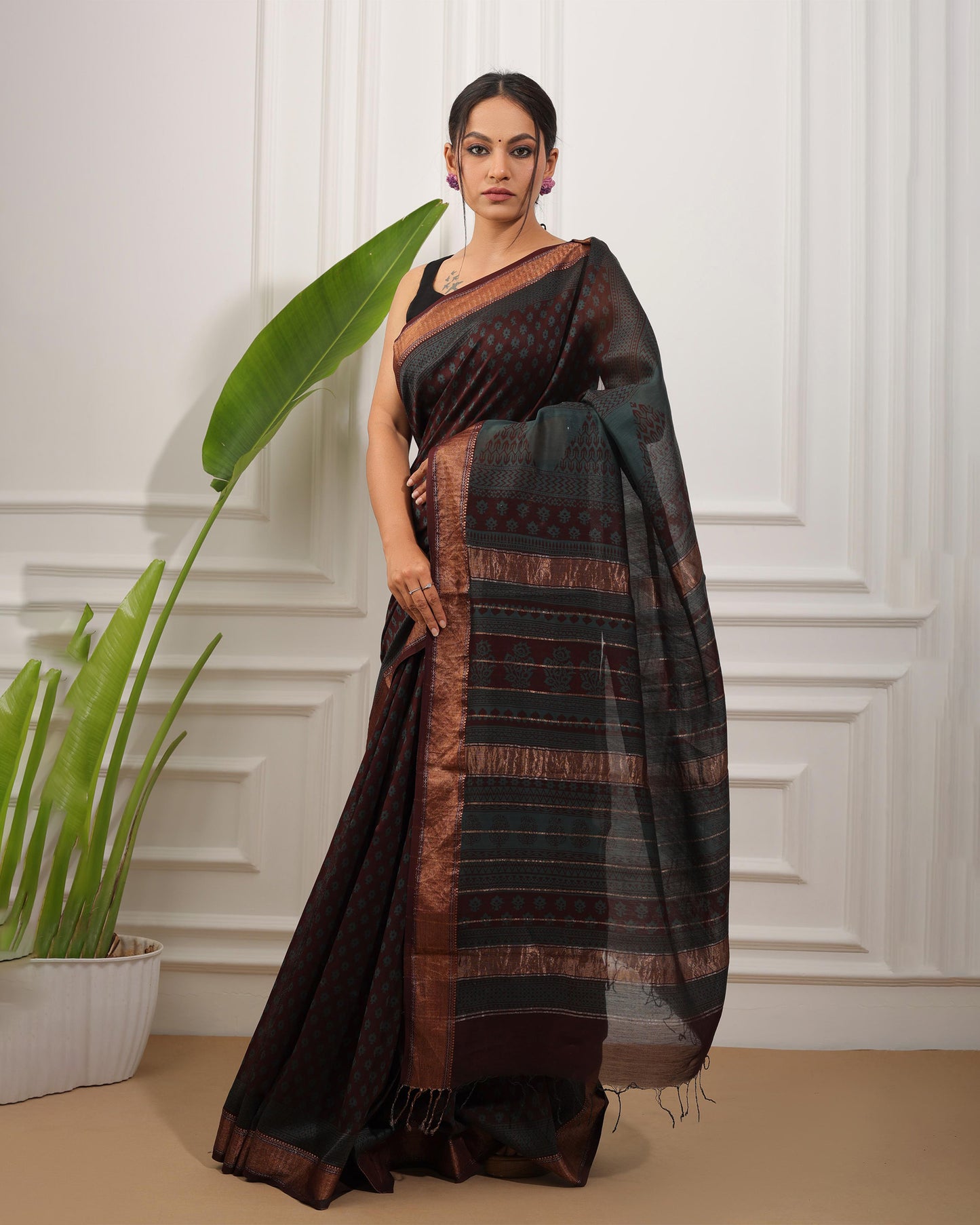Bagh Print Maheshwari Silk Saree