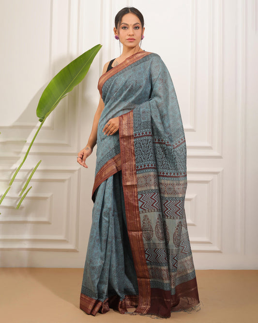 Bagh Print Maheshwari Silk Saree